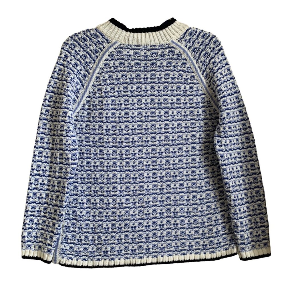TALBOTS Womens' Blue & White Textured Stripe Mockneck Sweater Size L - Picture 4 of 9